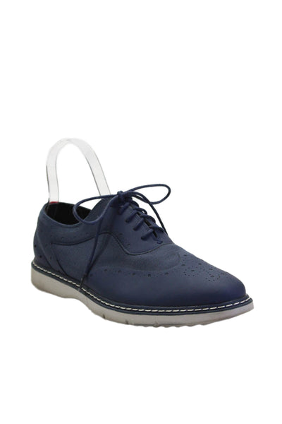 Stacy Adams Mens Texture Round Toe Lace-Up Tied Casual Walking Shoes Blue Size 8