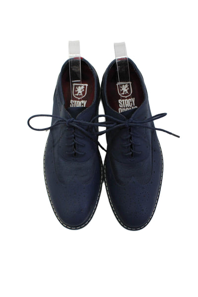 Stacy Adams Mens Texture Round Toe Lace-Up Tied Casual Walking Shoes Blue Size 8