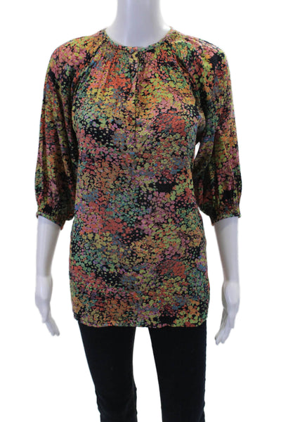 Tucker Womens Floral Print V-Neck 3/4 Sleeve Blouse Top Multicolor Size P