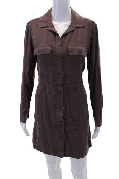 Cloth & Stone Womens Collar Long Sleeve Buttoned Shirt Dress Brown Size XS