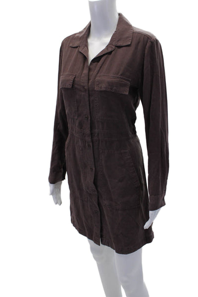 Cloth & Stone Womens Collar Long Sleeve Buttoned Shirt Dress Brown Size XS