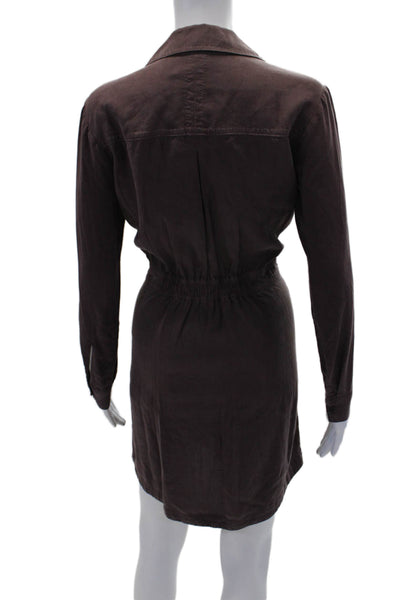 Cloth & Stone Womens Collar Long Sleeve Buttoned Shirt Dress Brown Size XS