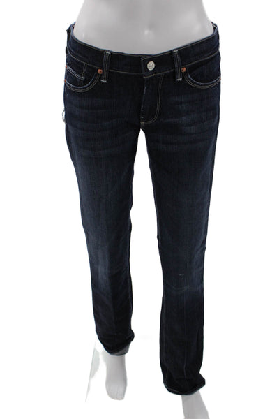 7 For All Mankind Womens High Rise Dark Wash Straight Leg Jeans Blue Size 27