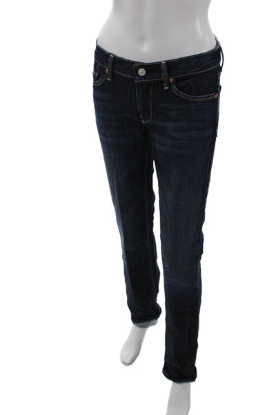7 For All Mankind Womens High Rise Dark Wash Straight Leg Jeans Blue Size 27
