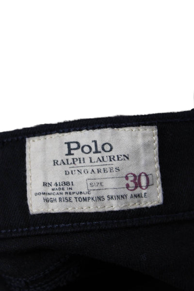 Polo Ralph Lauren Womens High Rise Skinny Leg Denim Jeans Black Size 30