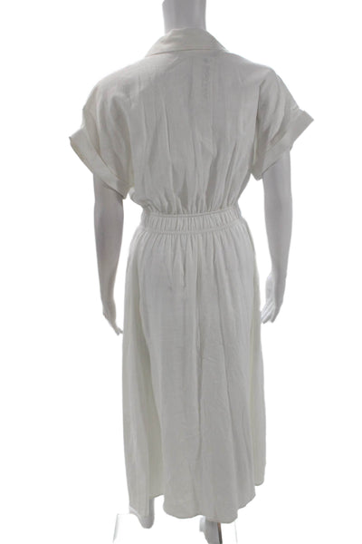 Zara Womens Collar Buttoned Short Sleeve Lined Shift Dress White Size XS