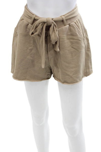 Splendid Womens Cotton Ribbed High Waisted Belted Casual Shorts Brown Size XS