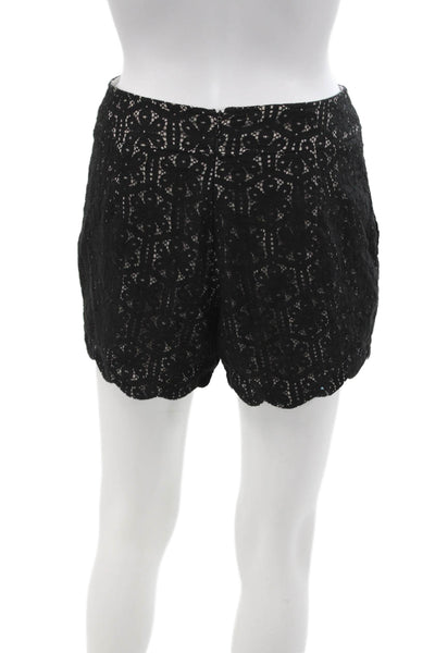 Corey Lynn Calter Womens Cotton Lace Embroidered Scallop Hem Shorts Black Size 2