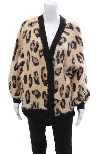 MINKPINK Womens Animal Print Long Sleeve Open Front Cardigan Multicolor Size XS