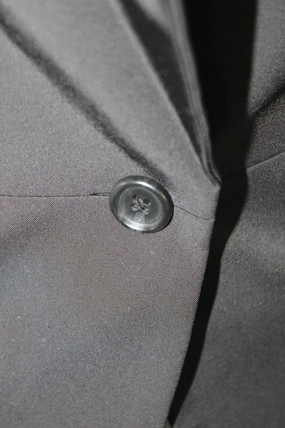 Elizabeth and James Womens Ruched Quarter Sleeve One Button Blazer Black Size 2