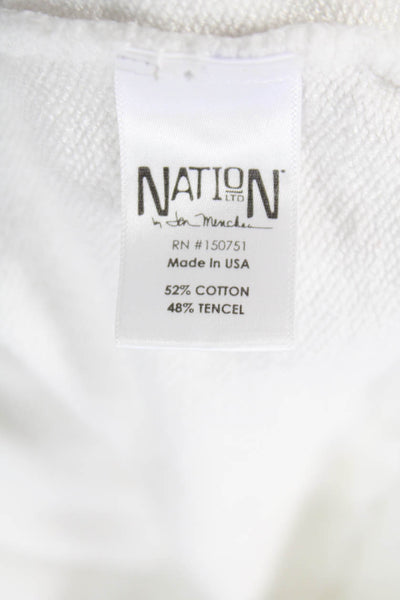 Nation LTD Womens Crew Neck Cold Shoulder Cutout Long Sleeve Top White Size M