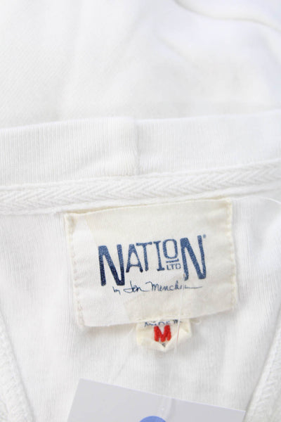 Nation LTD Womens Crew Neck Cold Shoulder Cutout Long Sleeve Top White Size M