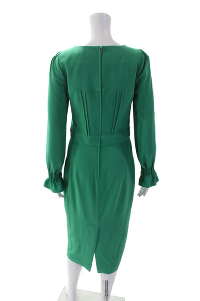 BGL Womens Long Sleeves Mid Calf Pencil Dress Green Size EUR 38