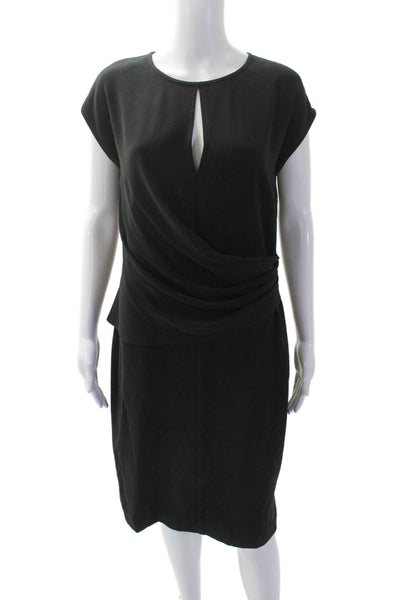 St. John Womens Short Sleeves Draped Knee Length Dress Black Size 6