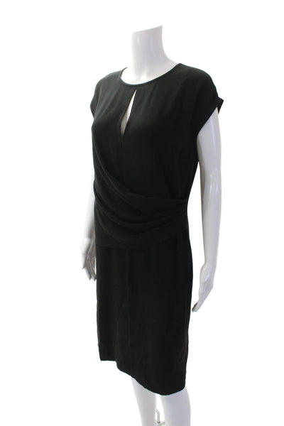 St. John Womens Short Sleeves Draped Knee Length Dress Black Size 6