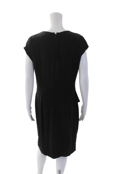 St. John Womens Short Sleeves Draped Knee Length Dress Black Size 6