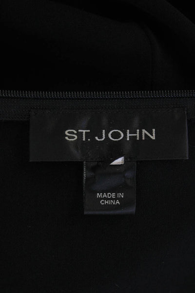 St. John Womens Short Sleeves Draped Knee Length Dress Black Size 6
