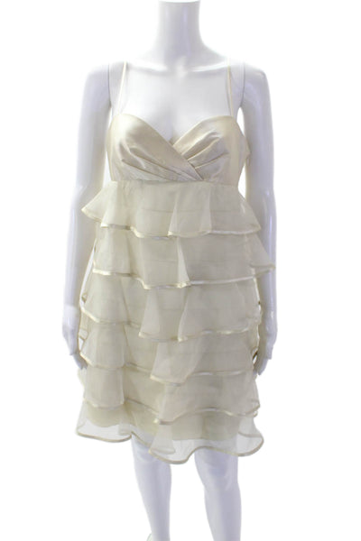 ABS Allen Schwartz Collection Womens Silk Tiered A Line Dress Beige Size 6