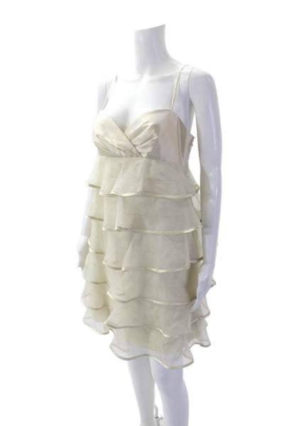 ABS Allen Schwartz Collection Womens Silk Tiered A Line Dress Beige Size 6