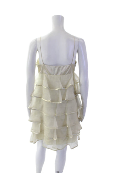 ABS Allen Schwartz Collection Womens Silk Tiered A Line Dress Beige Size 6