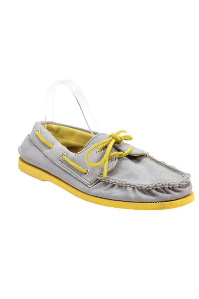 Sperry Top Sider Mens Slide On Boat Shoes Grey Yellow Size 12 Medium