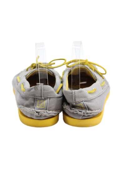 Sperry Top Sider Mens Slide On Boat Shoes Grey Yellow Size 12 Medium