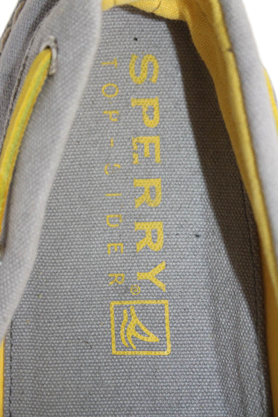 Sperry Top Sider Mens Slide On Boat Shoes Grey Yellow Size 12 Medium