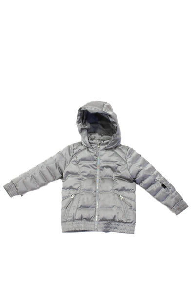 Spyder Girls Iridescent Zipper Detail Zippered Pocket Winter Jacket Gray Size 3