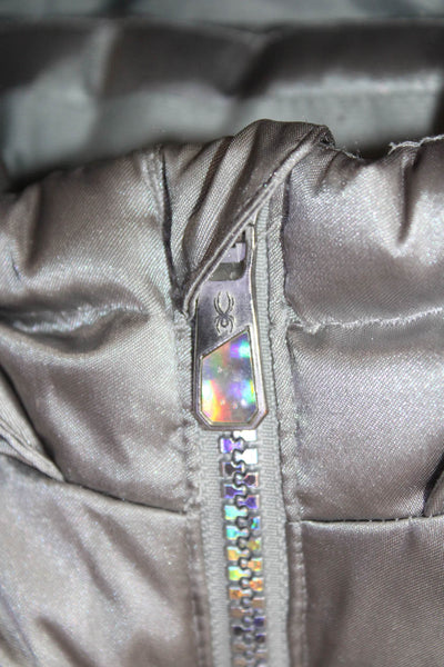 Spyder Girls Iridescent Zipper Detail Zippered Pocket Winter Jacket Gray Size 3