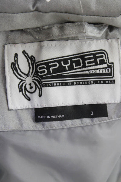 Spyder Girls Iridescent Zipper Detail Zippered Pocket Winter Jacket Gray Size 3
