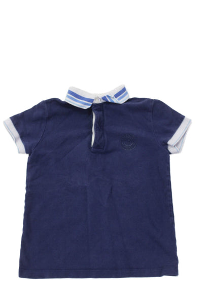 Jacadi Boys Cotton Short Sleeve Striped Detail Polo Shirt Blue Size 5