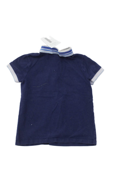 Jacadi Boys Cotton Short Sleeve Striped Detail Polo Shirt Blue Size 5