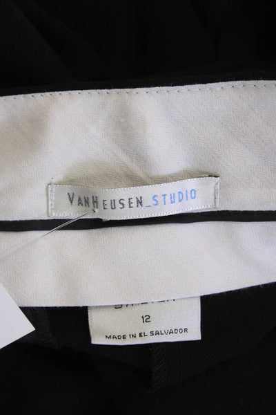 Van Heusen Womens Classic Fit Straight Legged Dress Pants Black Size 12
