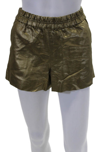 J Crew Womens Elastic Waistband Metallic Linen Short Brown Size 2