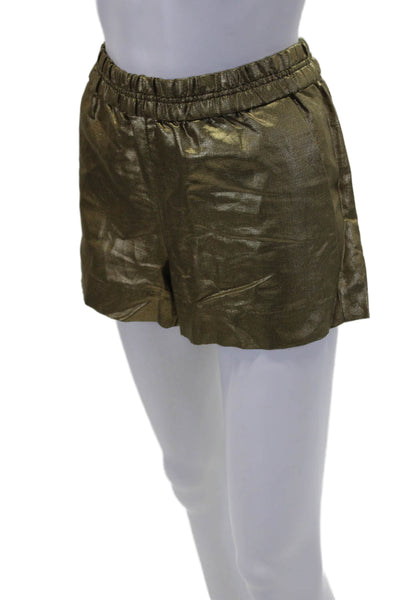 J Crew Womens Elastic Waistband Metallic Linen Short Brown Size 2