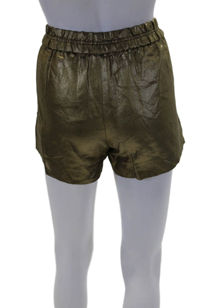 J Crew Womens Elastic Waistband Metallic Linen Short Brown Size 2