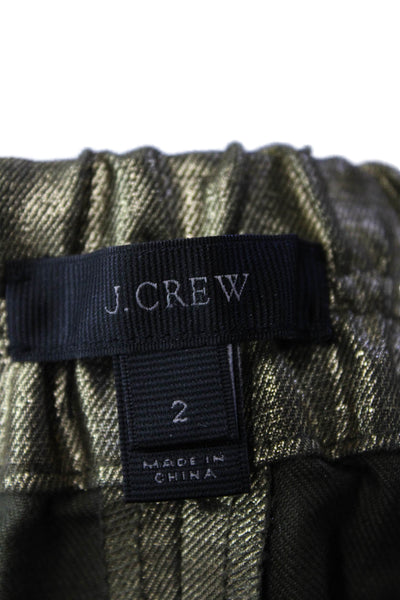 J Crew Womens Elastic Waistband Metallic Linen Short Brown Size 2