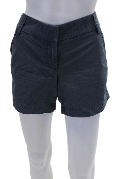 J Crew Womens Zipper Fly Mid Rise Chino Short Shorts Navy Cotton Size 2