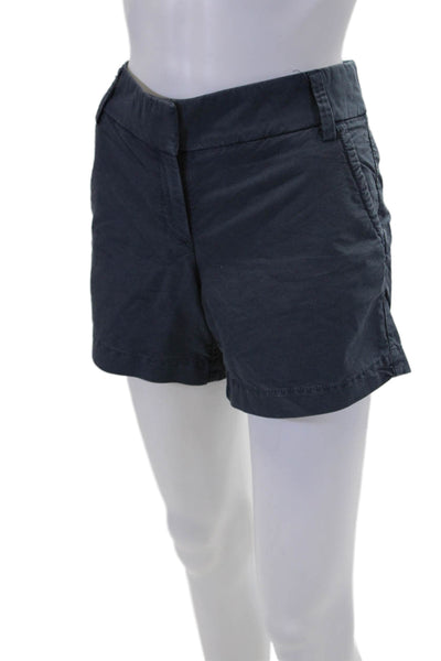 J Crew Womens Zipper Fly Mid Rise Chino Short Shorts Navy Cotton Size 2