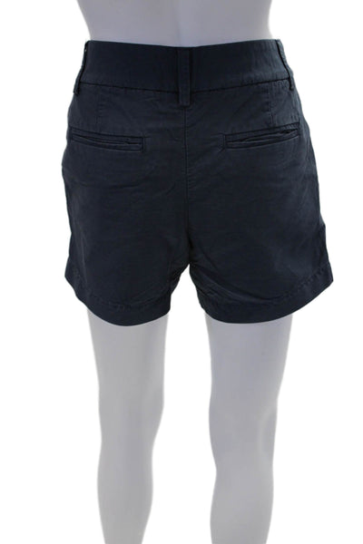 J Crew Womens Zipper Fly Mid Rise Chino Short Shorts Navy Cotton Size 2