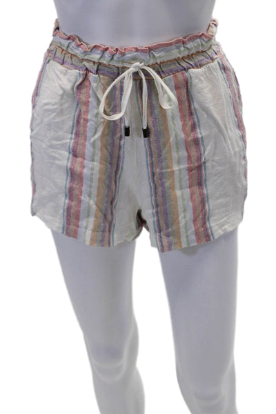 Rails Womens Drawstring Mid Rise Striped Short Shorts White Multi Size Small