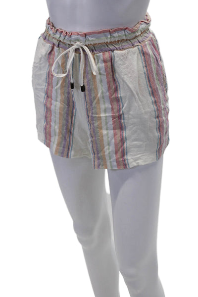 Rails Womens Drawstring Mid Rise Striped Short Shorts White Multi Size Small