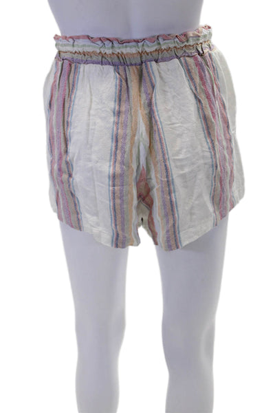 Rails Womens Drawstring Mid Rise Striped Short Shorts White Multi Size Small