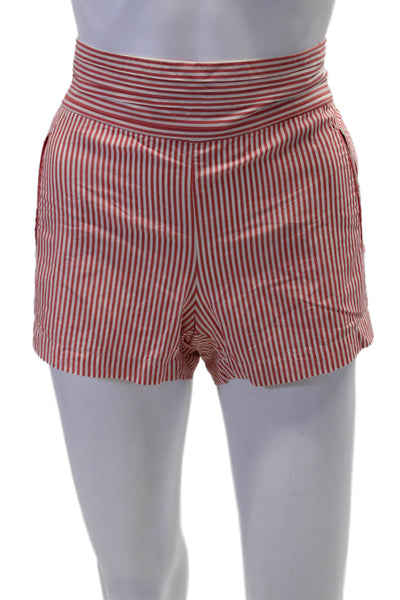 J Crew Womens Elastic Waistband Striped Short Shorts Red White Cotton Size XS