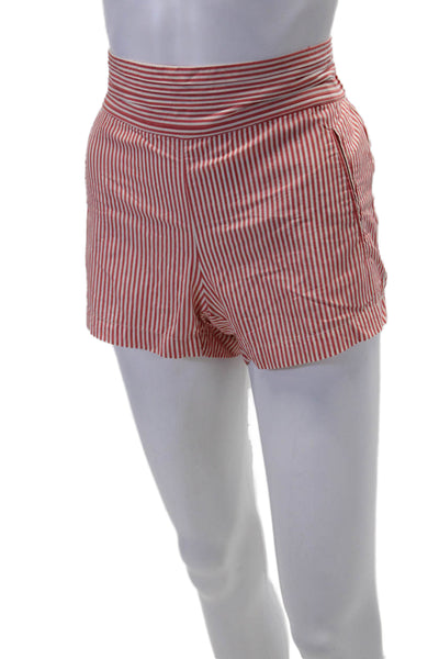 J Crew Womens Elastic Waistband Striped Short Shorts Red White Cotton Size XS