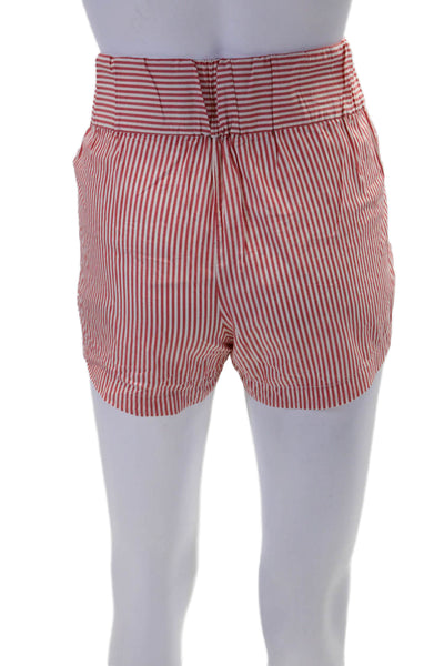 J Crew Womens Elastic Waistband Striped Short Shorts Red White Cotton Size XS