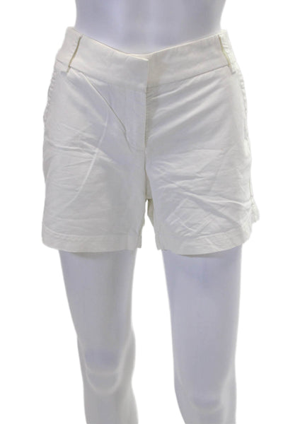 J Crew Womens Zipper Fly Mid Rise Chino Short Shorts White Cotton Size 2