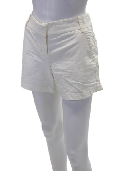 J Crew Womens Zipper Fly Mid Rise Chino Short Shorts White Cotton Size 2