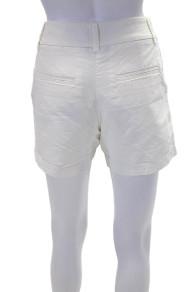 J Crew Womens Zipper Fly Mid Rise Chino Short Shorts White Cotton Size 2