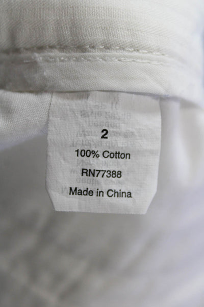 J Crew Womens Zipper Fly Mid Rise Chino Short Shorts White Cotton Size 2